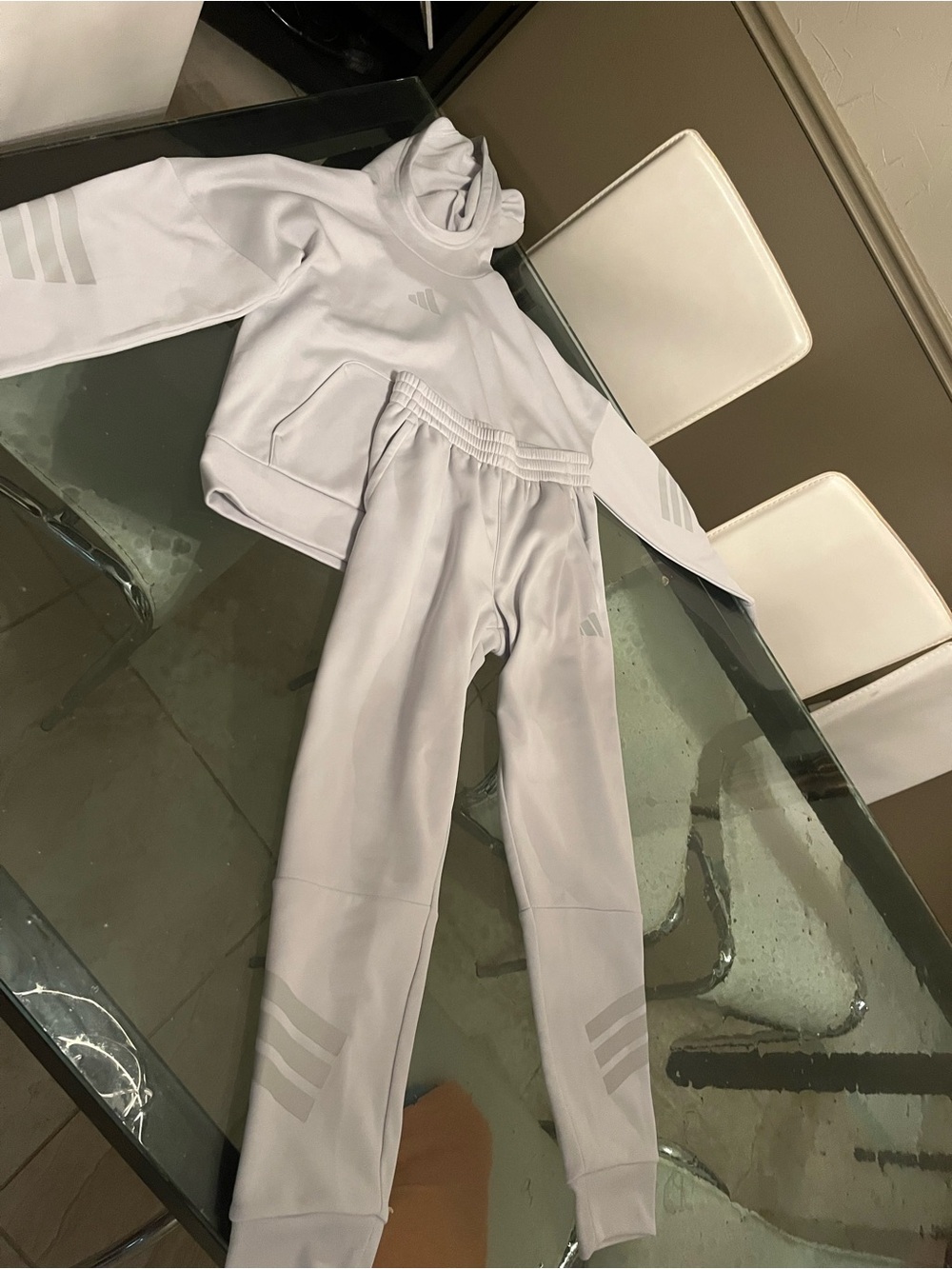 adidas Kids White Athletic Joggers with Subtle Stripe